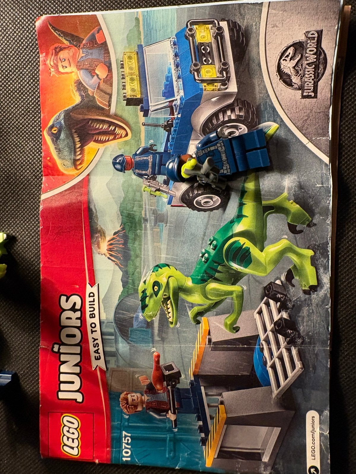 Lego Juniors Jurassic World 10757 Raptor Reddingswagen, Jurassic World, Lego, Ophalen of Verzenden, Zo goed als nieuw