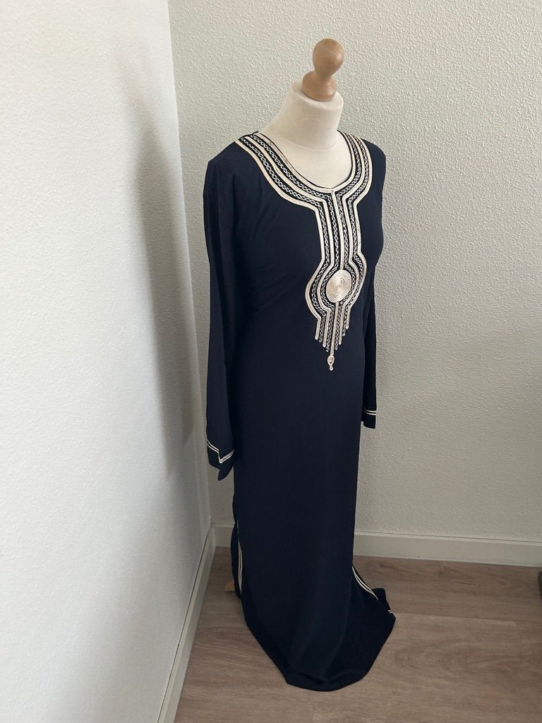 Prachtige lange Egyptische maxi jurk 4XL valt als XXL 2139, Blauw, Egypte, Maat 46/48 (XL) of groter, Egypte