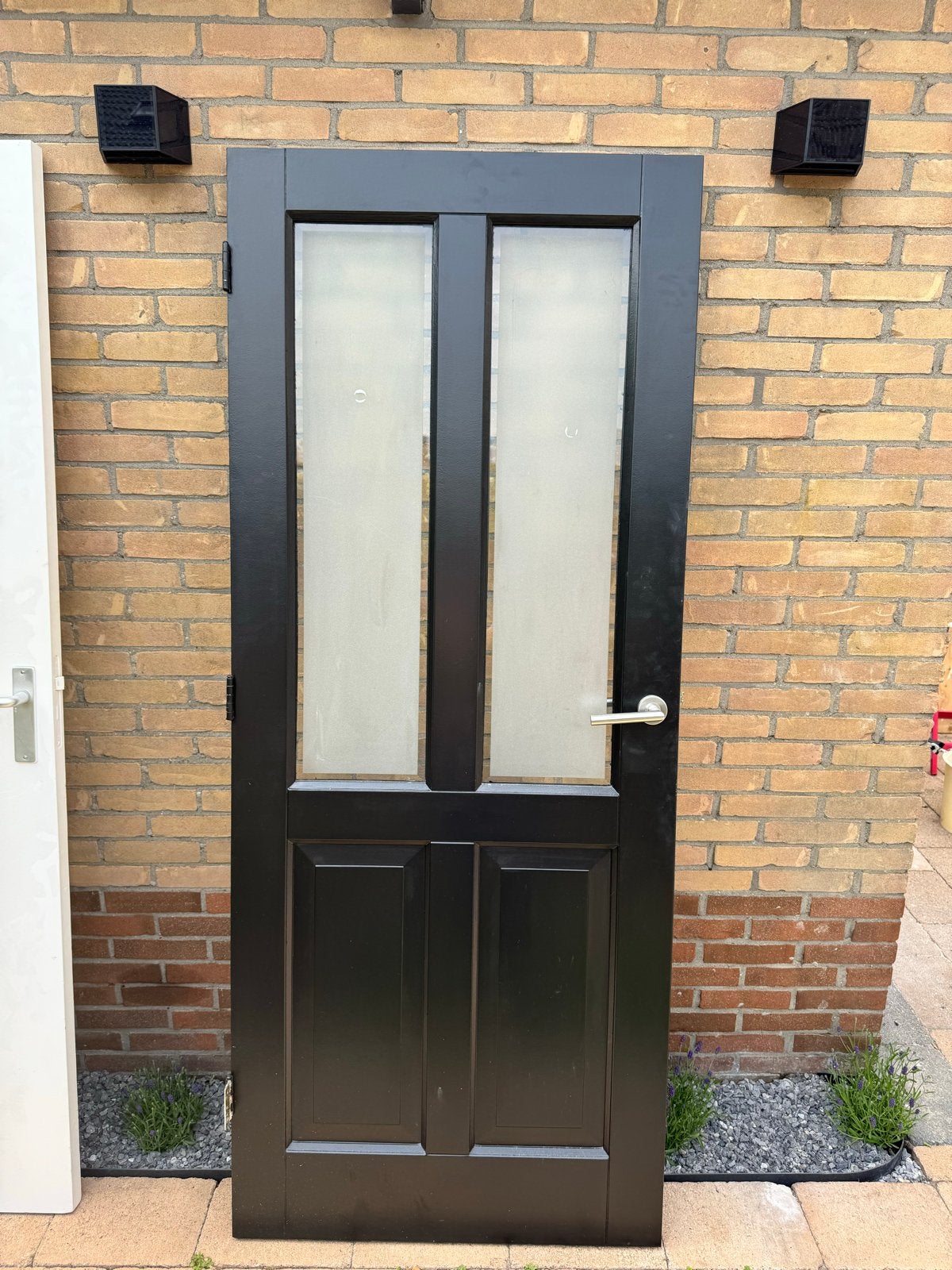 Zwarte Binnendeur met Glaspanelen stomp 83x201,5, Ophalen, Gebruikt, 80 tot 100 cm, Binnendeur