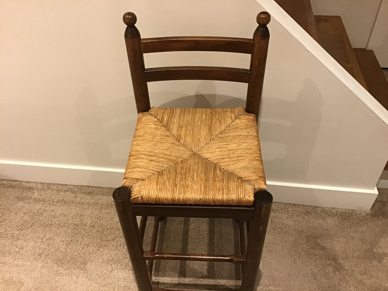 Eiken kinderstoel met rieten zitting, zithoogte 55 cm, Kinderen en Baby's, Ophalen, Gebruikt, Overige typen