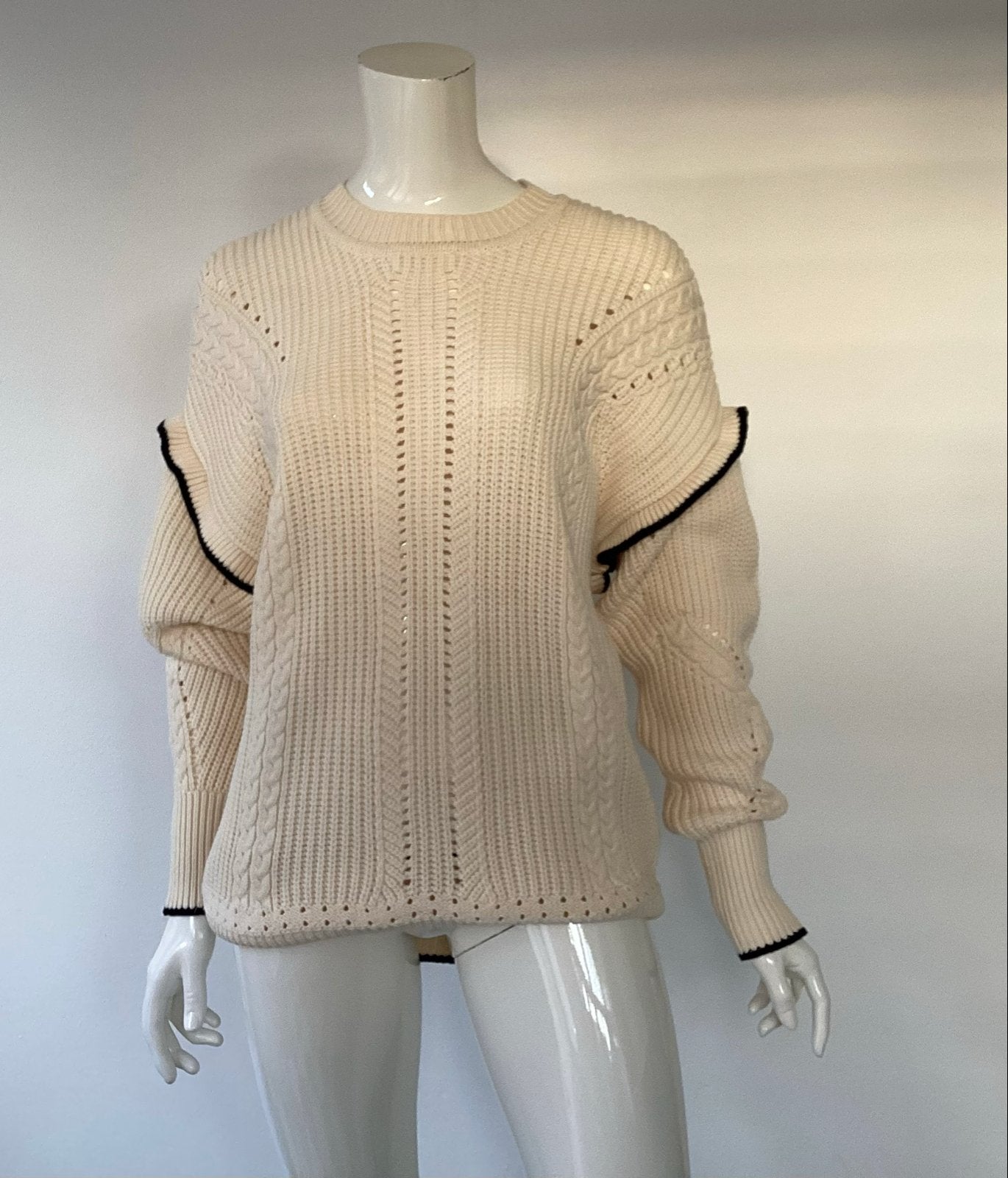 Scotch & Soda Gebreide Trui Crème met Zwarte Details,mt XL, Kleding | Dames, Verzenden, Nieuw, Maat 42/44 (L)