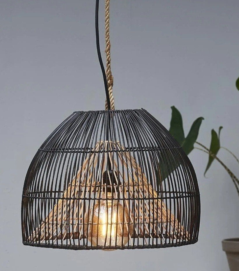 Rivièra Maison The Breakers Hanging rattan hanglamp, Ophalen, Gebruikt, Natuurlijk materiaal