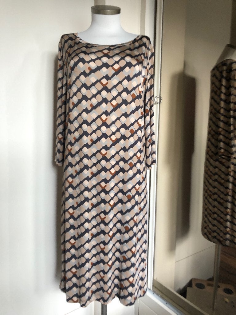 jurk No Man's Land L beige/bruin/blauw/camel, Kleding | Dames, Jurken, Bruin, Maat 42/44 (L), Ophalen of Verzenden, Zo goed als nieuw