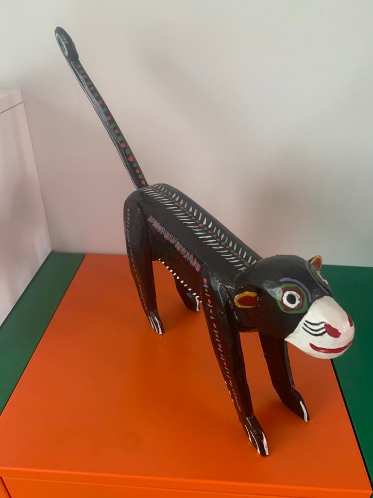 Vintage houten folk art aapje, Ophalen of Verzenden, Hout, Houtsnijwerk, Zoogdier