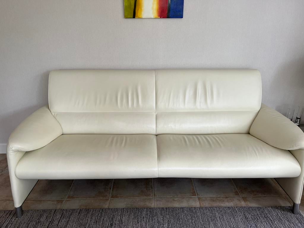 Leolux banken model Felizia, crème Senso leder, Ophalen, Zo goed als nieuw, 75 tot 100 cm, 200 tot 250 cm