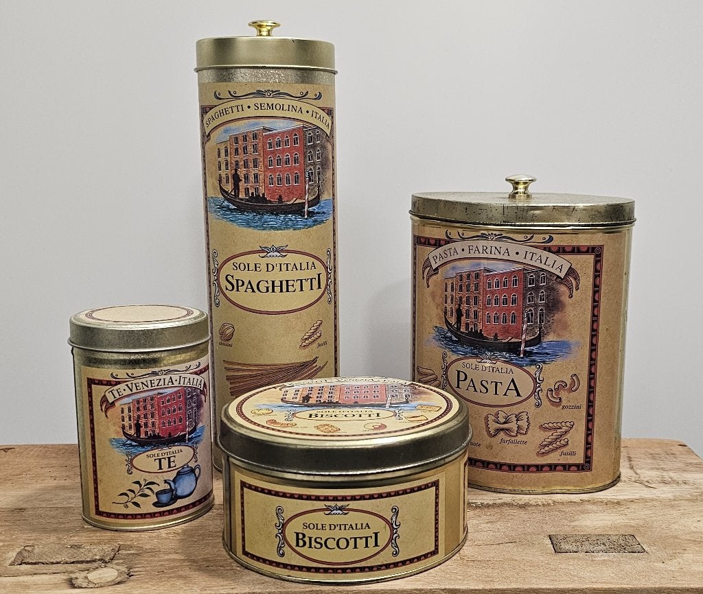 4 OUDE VINTAGE "SOLE D'ITALIA" BLIKKEN, Ophalen of Verzenden, Gebruikt, Overige, Overige merken