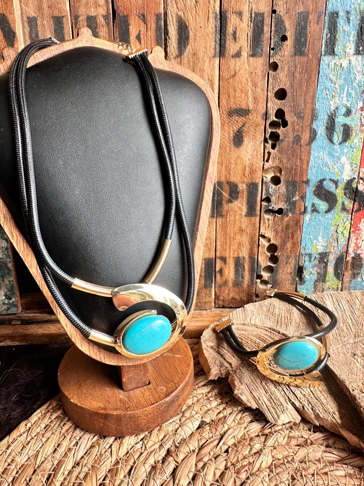 Boho sieraden set / turquoise - goud / boho chic / nieuw, Sieraden, Tassen en Uiterlijk, Ophalen of Verzenden, Nieuw, Overige materialen