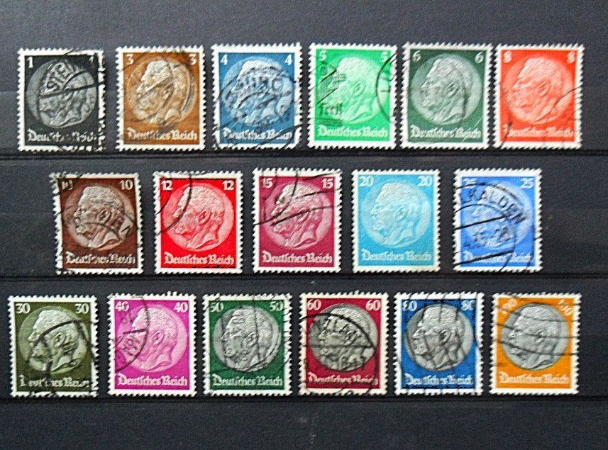 Reich : Mi-512-528 Paul von Hindenburg 1933 Wz. Hakenkreuze, Ophalen of Verzenden, Overige periodes, Gestempeld