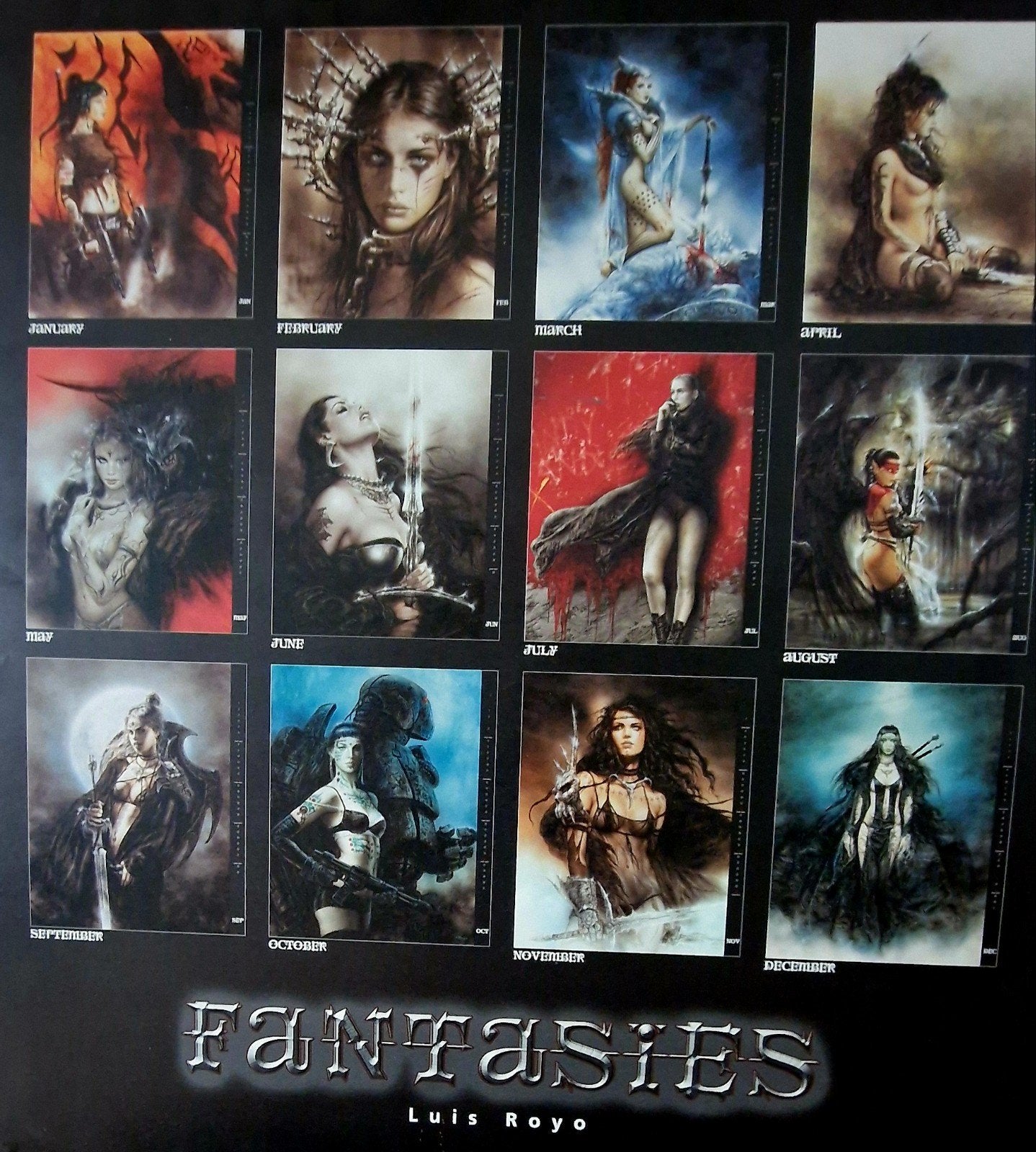 Grote posters van Luis Royo GRATIS  12 st. als kalender, Verzamelen, Posters, Ophalen, A1 t/m A3