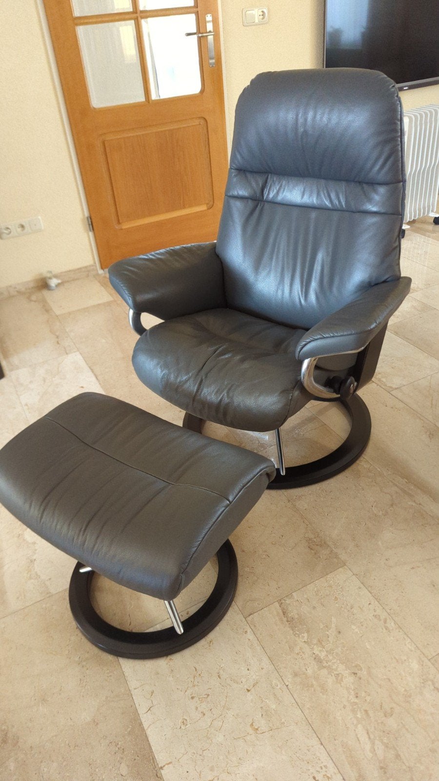 Stressless Relax Fauteuil met Voetenbank - Leer, Ophalen, Gebruikt, Modern, Comfort, 75 tot 100 cm