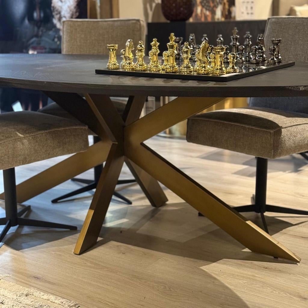 Richmond sale eettafel herringbone brass, Ophalen, Rechthoekig, 200 cm of meer, 50 tot 100 cm
