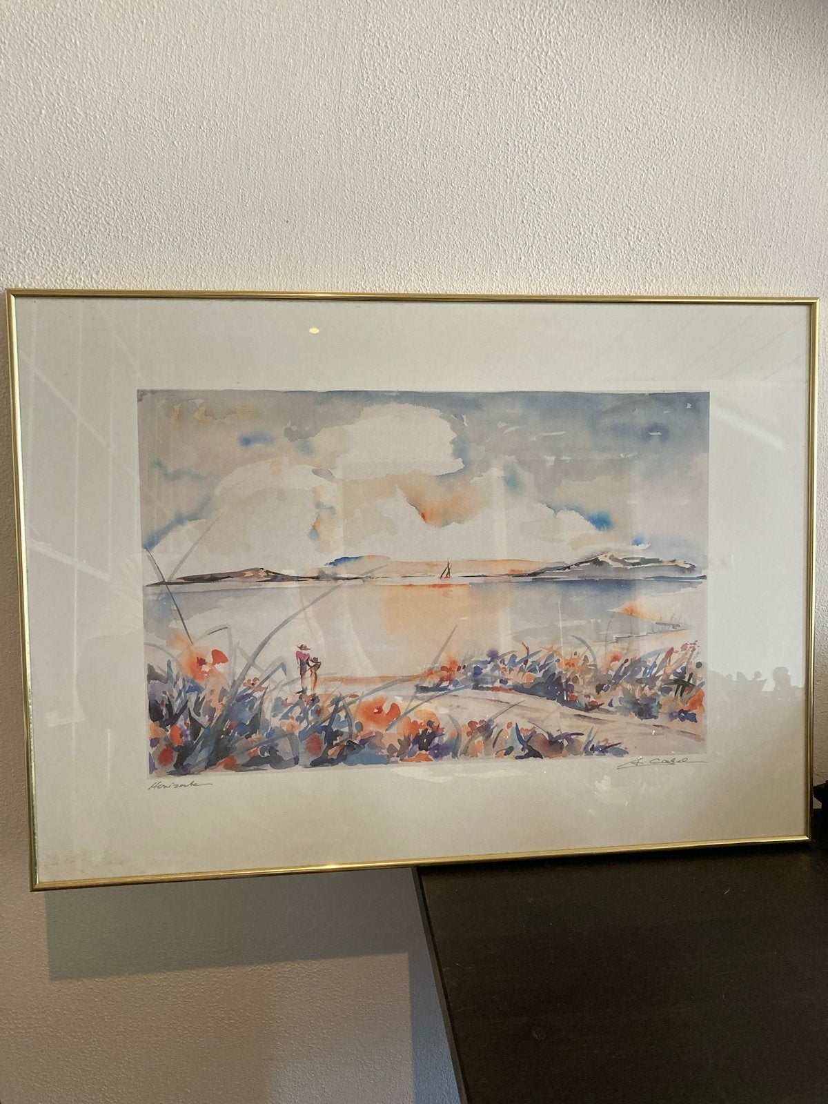 Horizonte - Kleurrijke Litho, gesigneerd, jaren '80, Antiek en Kunst, Kunst | Litho's en Zeefdrukken, Ophalen, Gesigneerd, Landschappen