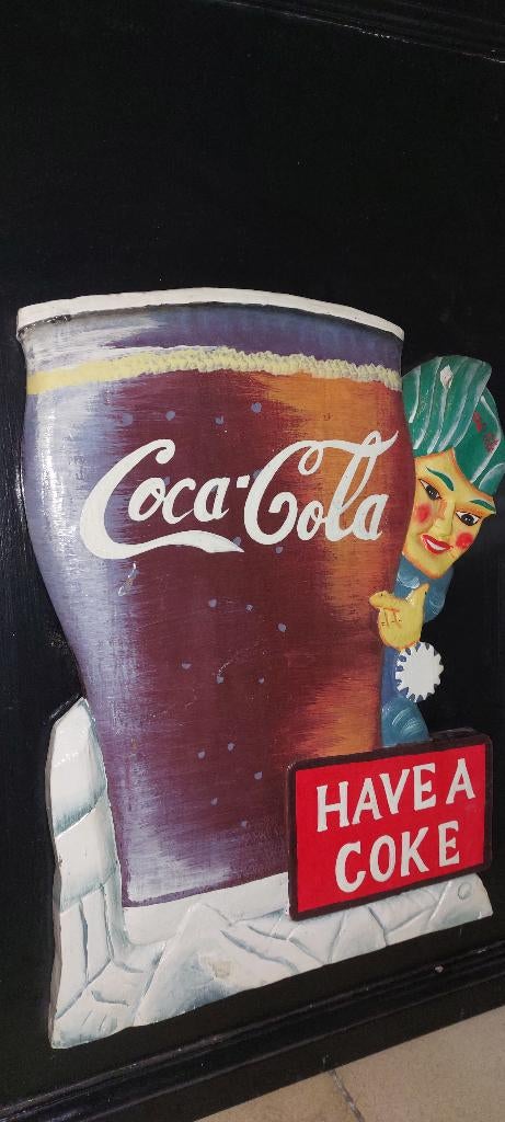 Authentiek houten pubbord Coca-Cola (Sprite-boy), Ophalen of Verzenden, Nieuw, Reclamebord