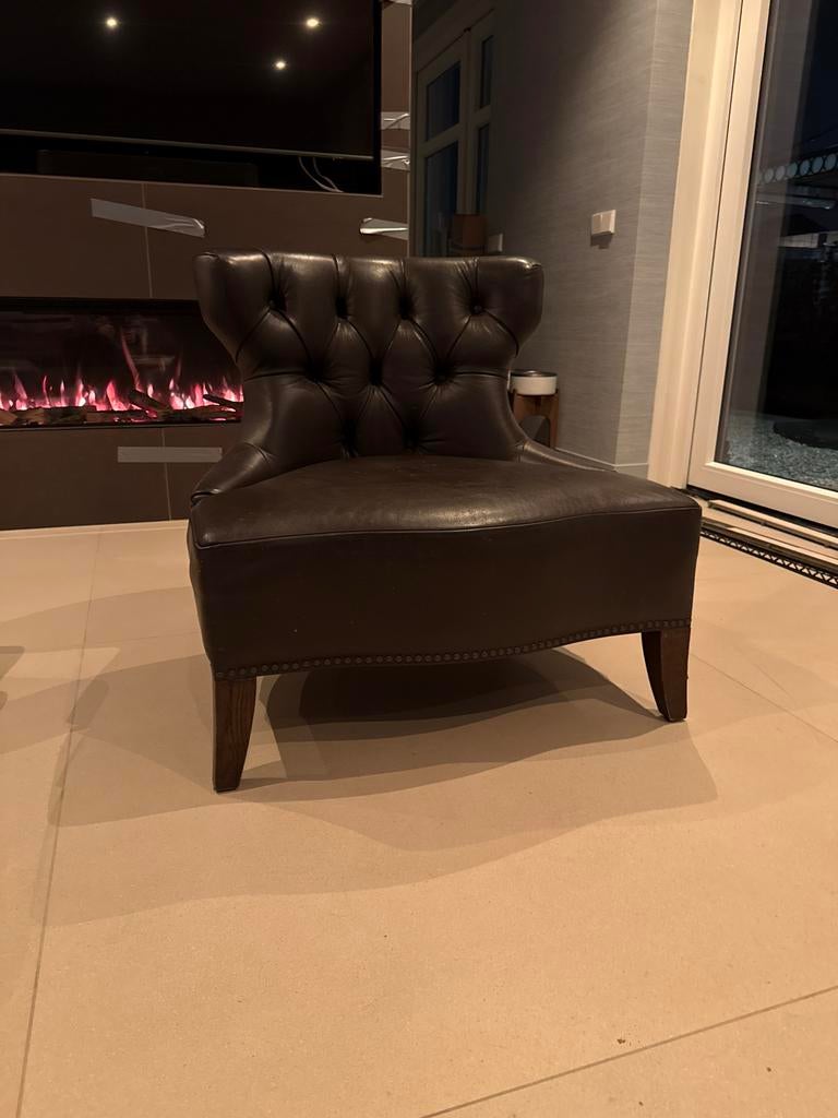 Piet Boon Sam Fauteuil in bruin leer, Ophalen, Zo goed als nieuw, Leer, 75 tot 100 cm