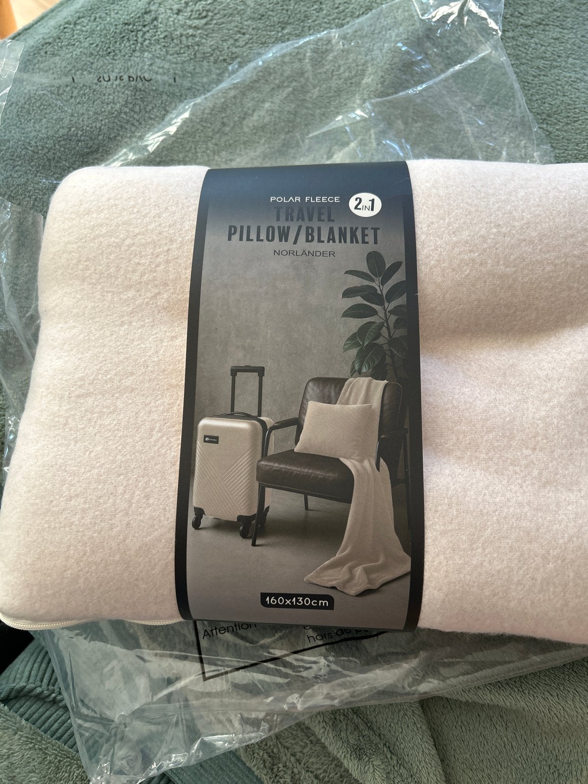Norländer 2-in-1 Reiskussen/Deken - Polar Fleece, Overige merken, Beige, Hoofdkussen, Nieuw