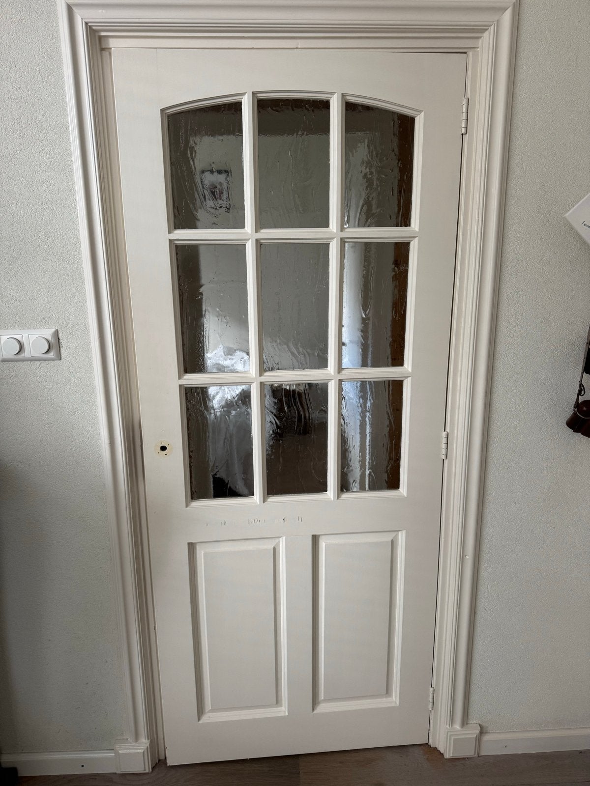 Witte binnendeur met glaspanelen, Ophalen, Gebruikt, 80 tot 100 cm, Binnendeur