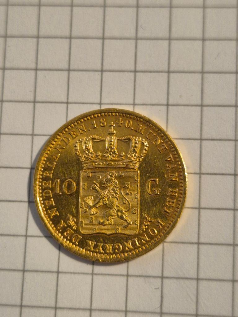 Gouden 10 Gulden Munt Willem I 1840, Koning Willem I, Losse munt, 10 gulden, Goud