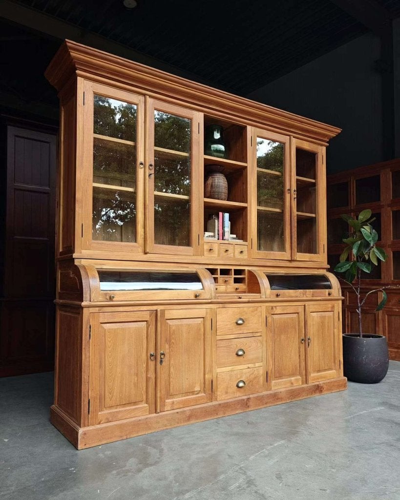 Prachtige grutterskast | Apothekerskast met rond glas #9970, Gebruikt, -, 200 cm of meer, -