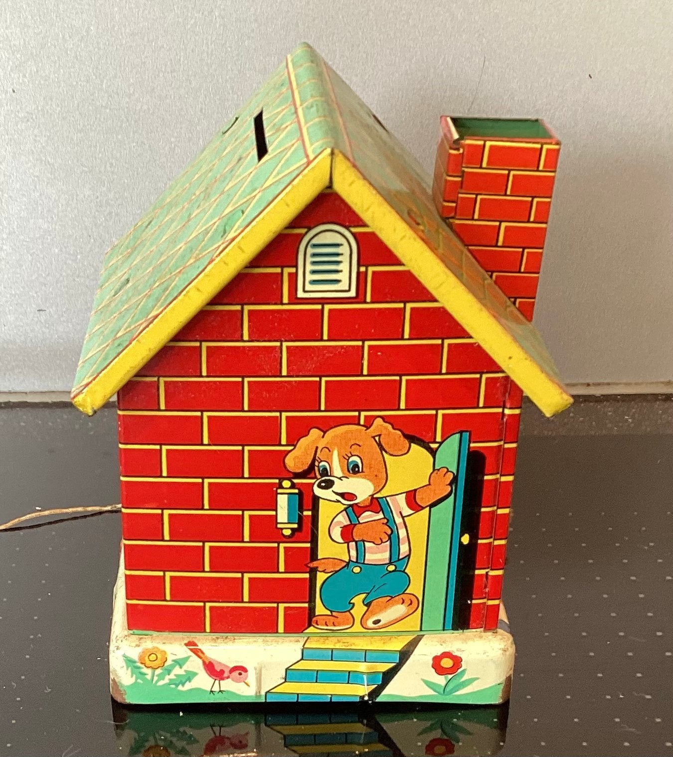 Schattige oude blikken spaarpot,dieren huisje,ongebruikt, Verzamelen, Spaarpotten, Ophalen, Zo goed als nieuw, Metaal of Blik
