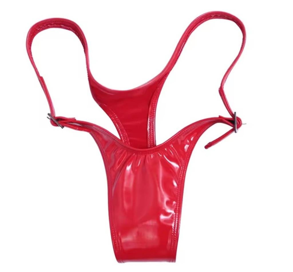 Mooie lak string, tm 2XL, Verzenden, Rood, String