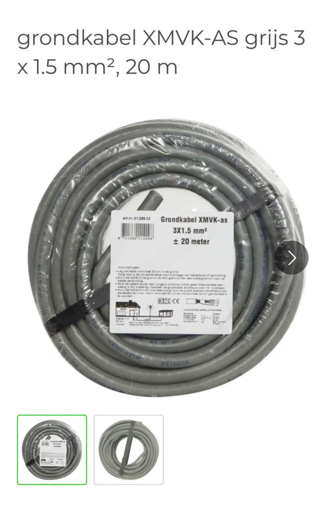 Gezocht - Grondkabel / buiten kabel 20 meter - tuin elektra, Doe-het-zelf en Verbouw, Elektra en Kabels, Ophalen, Zo goed als nieuw
