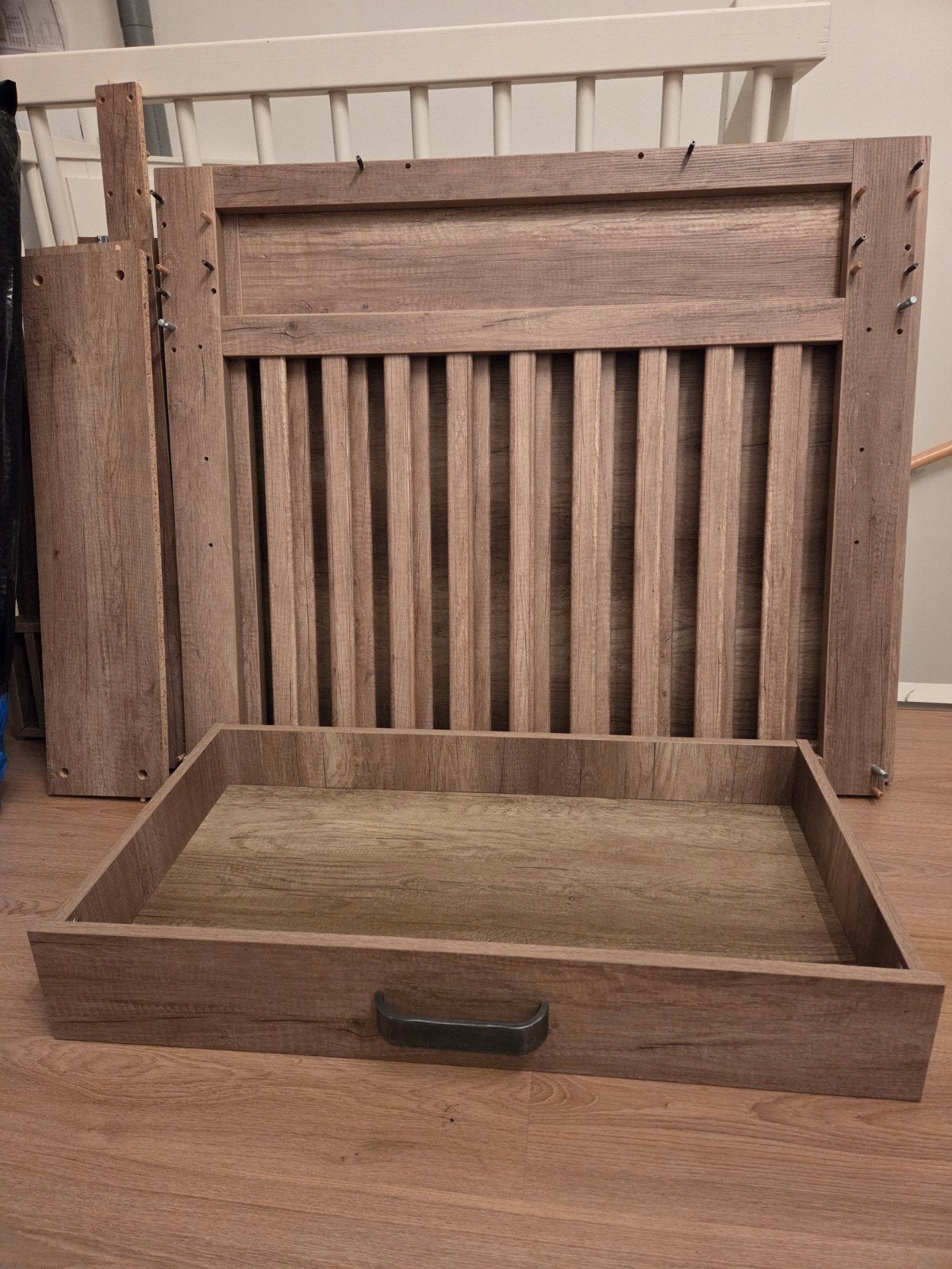 Kidsmill Brent Box Oldwood met lade en matras 8cm, Ophalen, Gebruikt, 100 cm of meer, Matras
