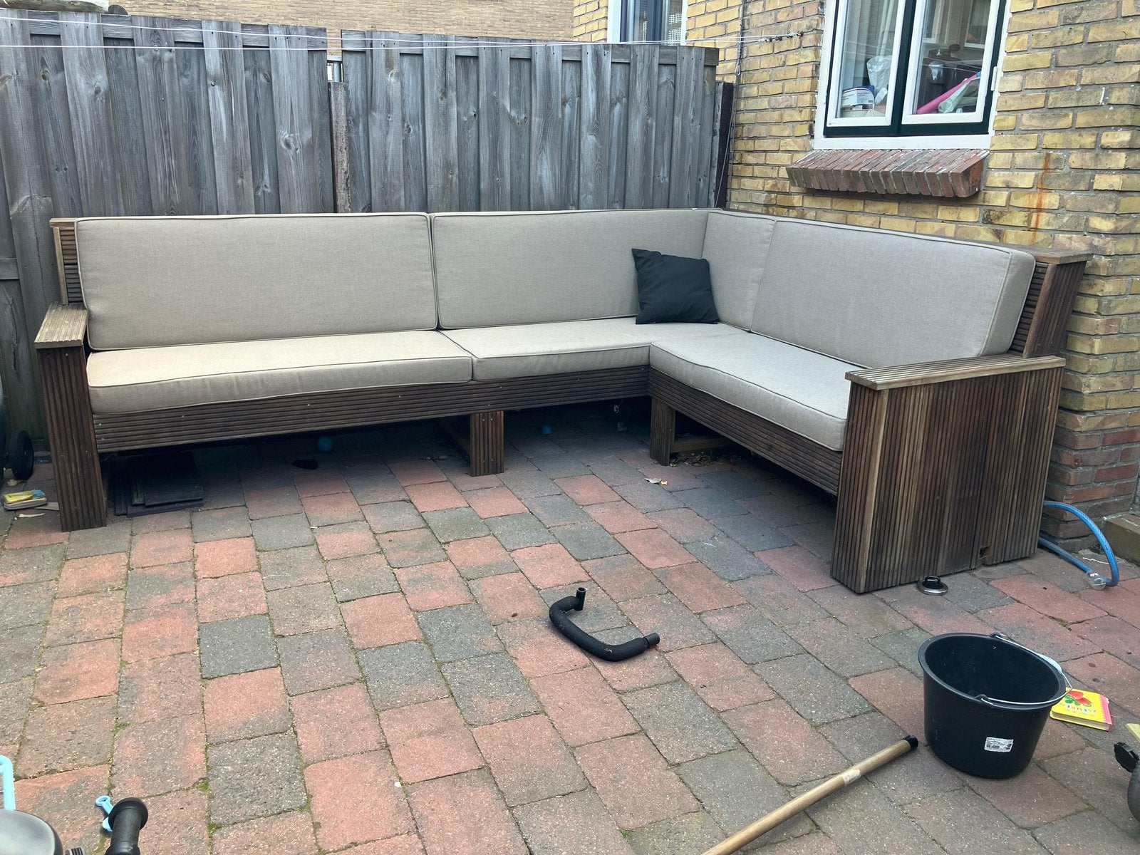 Tuinbank, loungebank incl, hoes, Ophalen, Gebruikt, Hout, Bank