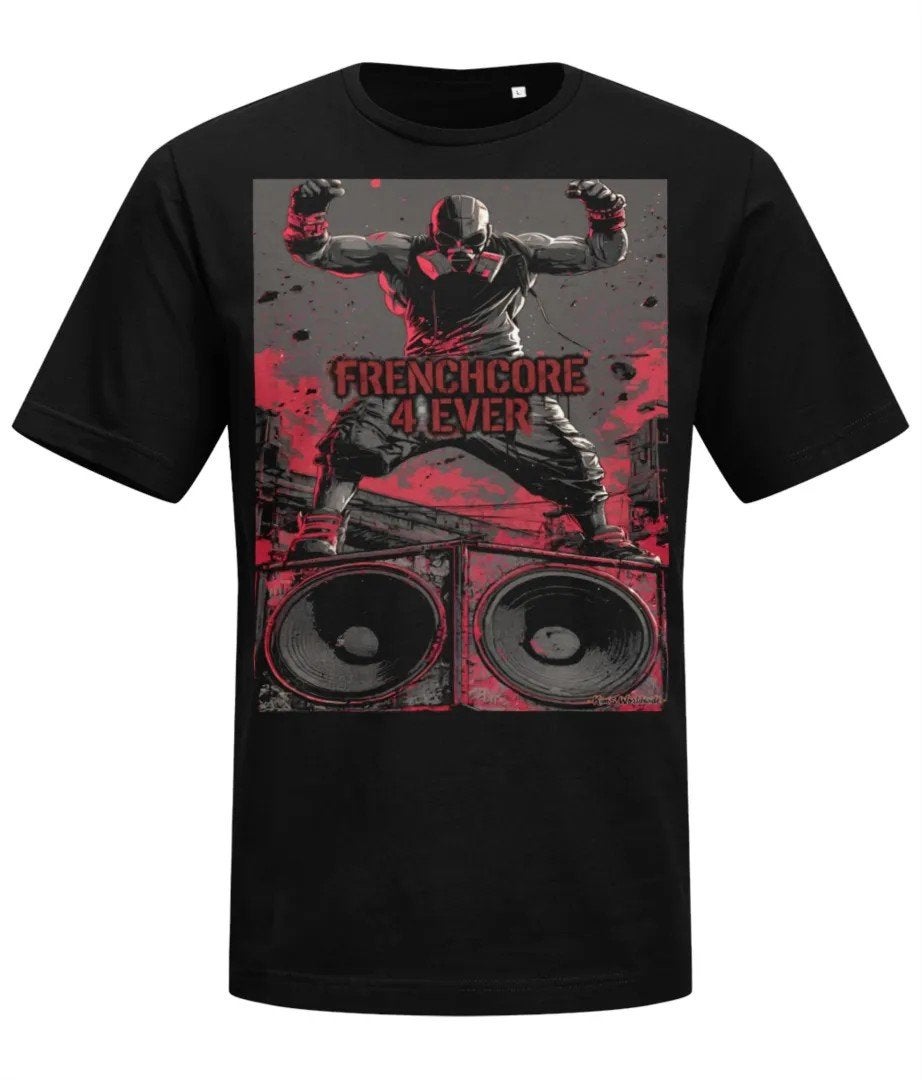 Frenchcore 4 Ever T-shirt - Zwart met Rode Print, Onbekend, Zwart, Nieuw, Overige maten