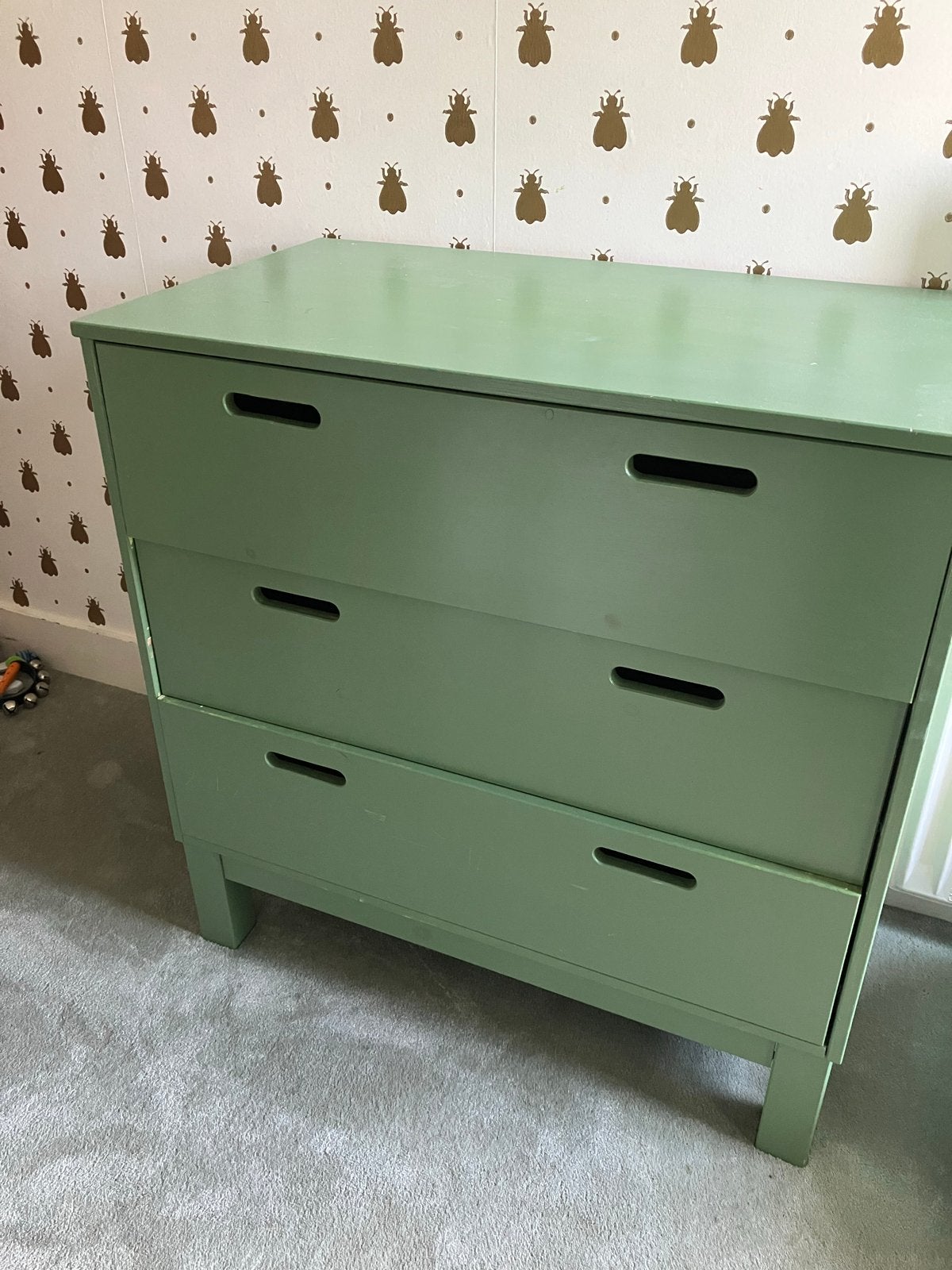Groene ladekast met 3 laden - Gebruikt, Ophalen, Gebruikt, 50 tot 100 cm, 3 of 4 laden