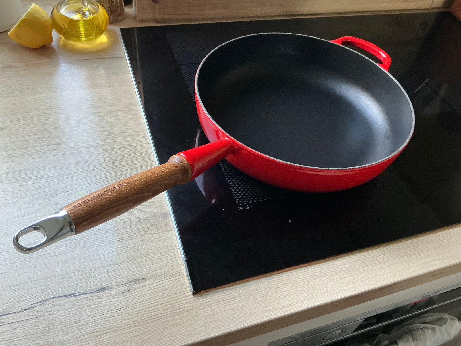 Creuset koekenpan, Huis en Inrichting, Keuken | Potten en Pannen, Ophalen of Verzenden, Zo goed als nieuw, Koekenpan of Braadpan