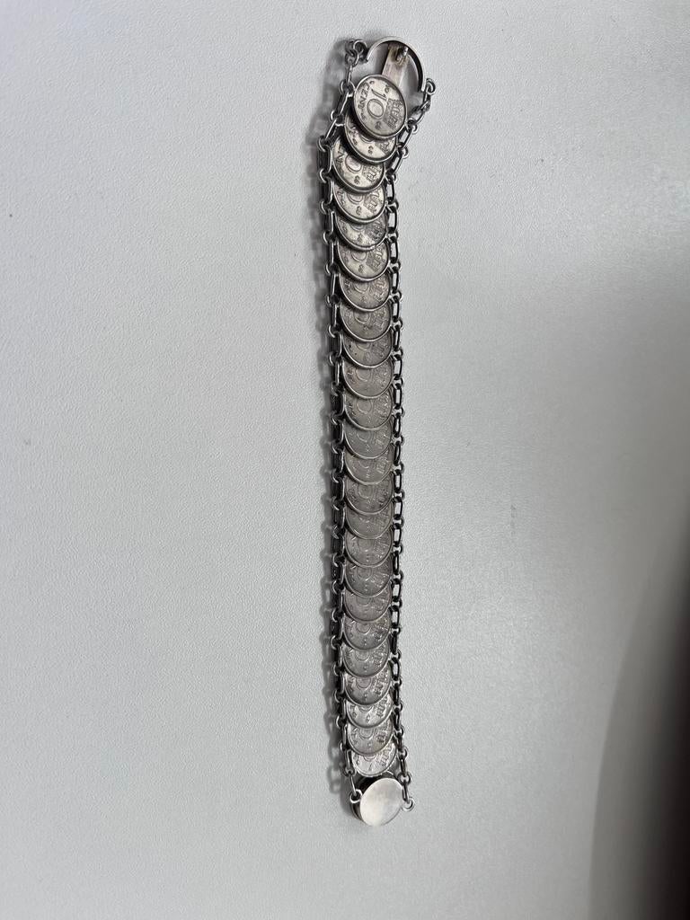 Wilhelmientjes dubbeltjes 1948 armband, Sieraden, Tassen en Uiterlijk, Armbanden, Ophalen of Verzenden, Zo goed als nieuw, Zilver