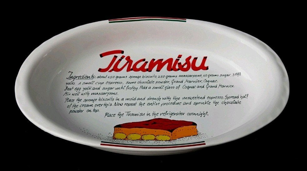 Vintage keramische tiramisu ovenschaal, Ophalen of Verzenden