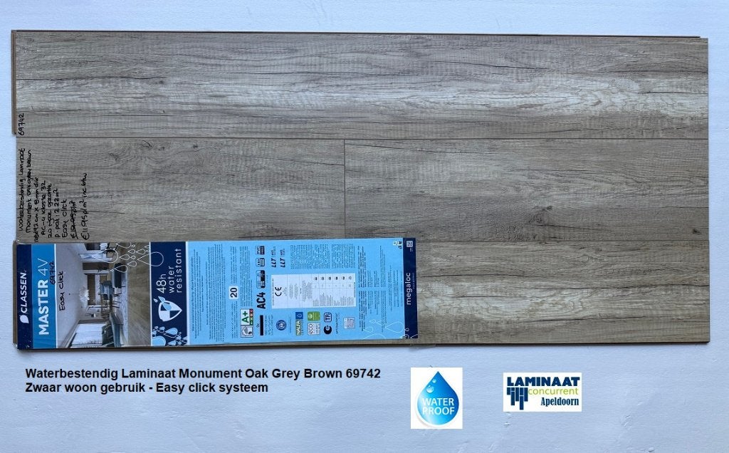 Waterbestendig Laminaat Monument oak 69742 8mm dik 4V-groev
