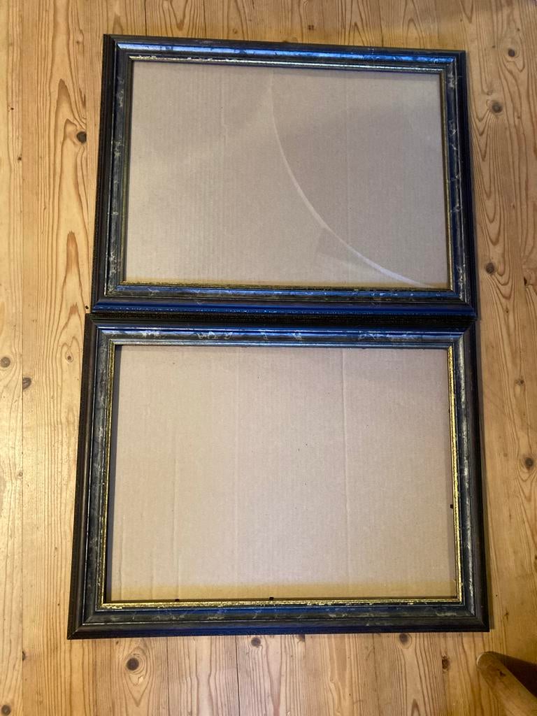 Set van 2 antiek-look lijsten (33x45 cm), schilderijlijst, Ophalen of Verzenden, Gebruikt, Hout, Minder dan 50 cm
