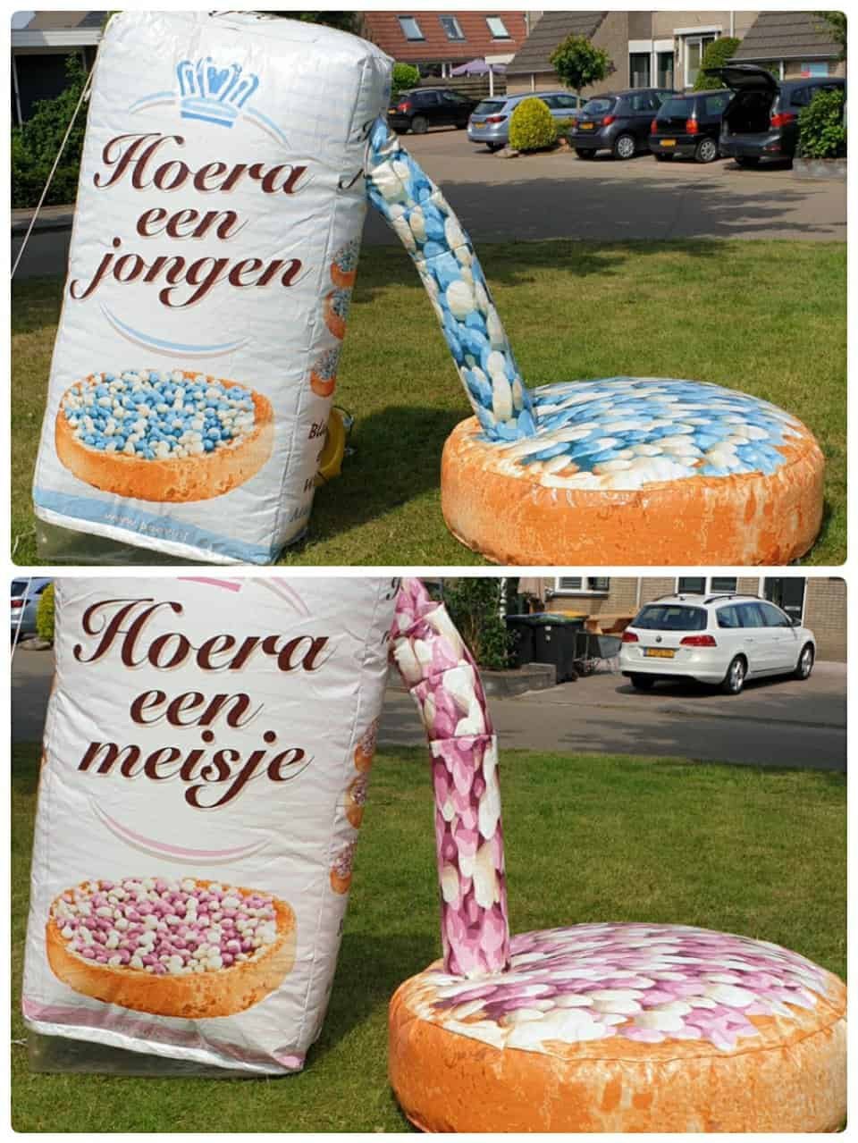 Opblaas Beschuit met muisjes 2 stuks, Ophalen, Zo goed als nieuw