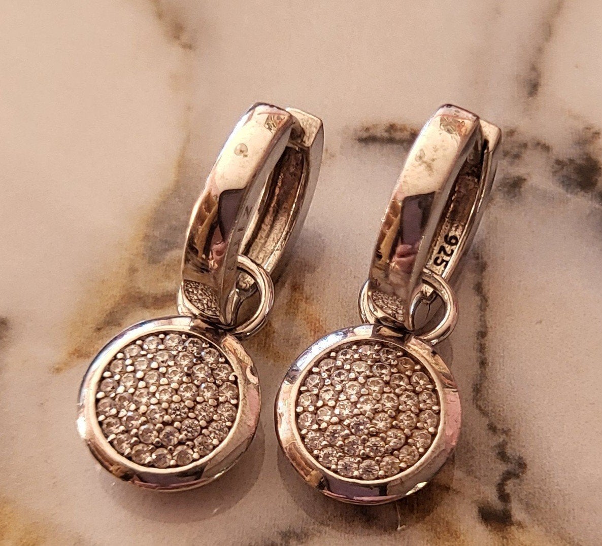 Zinzi zilveren creolen met pavé oorbedels (925 zilver), Verzenden, Gebruikt, Zilver, Zilver