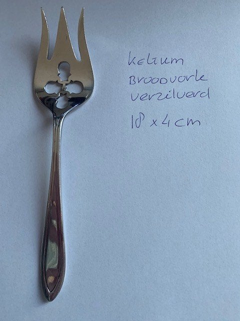 Keltum P2 broodvork, posthoorn verzilverd 18 cm, Ophalen of Verzenden, Zo goed als nieuw, Zilver, Los bestek