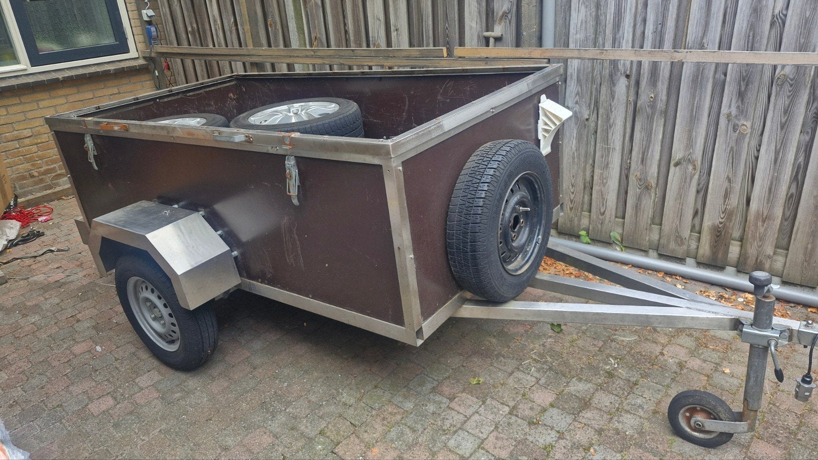 Volledig RVS Aanhanger 2.20x1.20m met Nieuwe As en Banden, Auto diversen, Aanhangers en Bagagewagens, Ophalen of Verzenden, Gebruikt