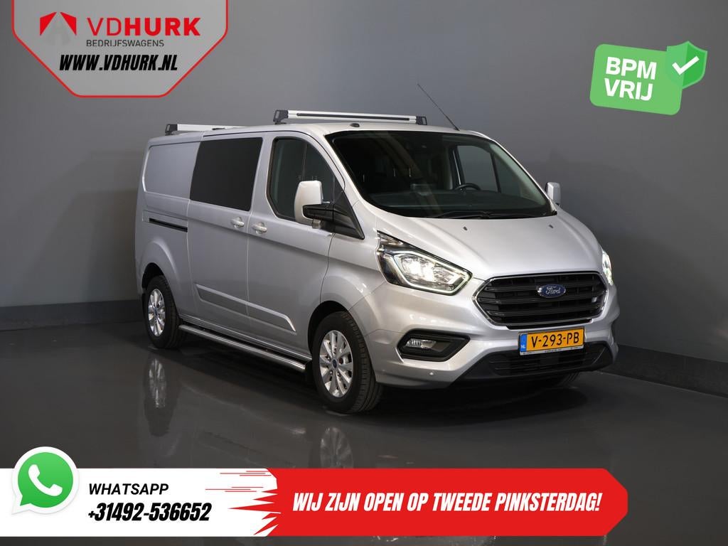 Ford Transit Custom 2.0 TDCI 130 pk L2 Limited DC Dubbel Cab, Stof, Gebruikt, Euro 6, 4 cilinders