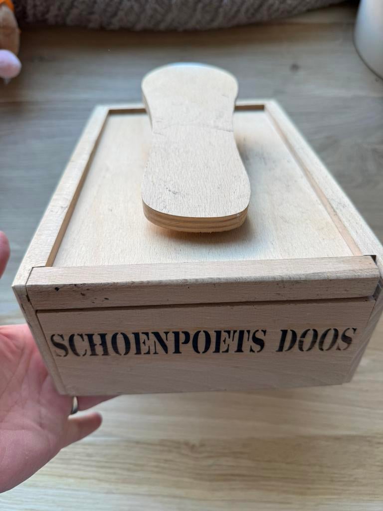 Schoenpoetskist - vintage -,hout, Antiek en Kunst, Curiosa en Brocante, Ophalen of Verzenden