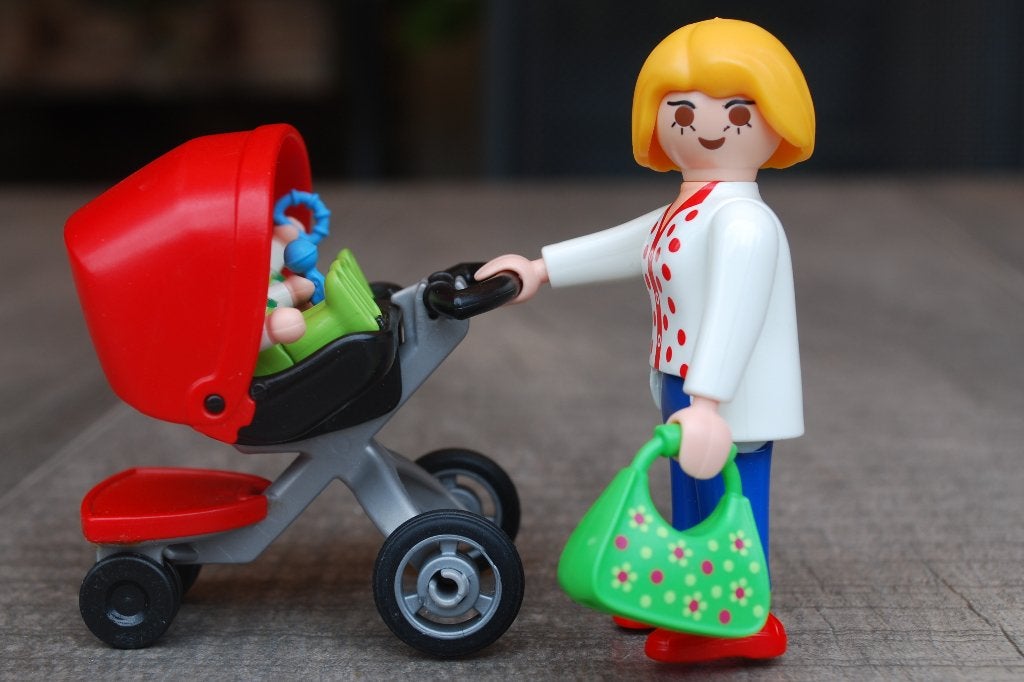 Playmobil set 5573 Moeder met tweelingkinderwagen, Complete set, Ophalen of Verzenden, Zo goed als nieuw, City life