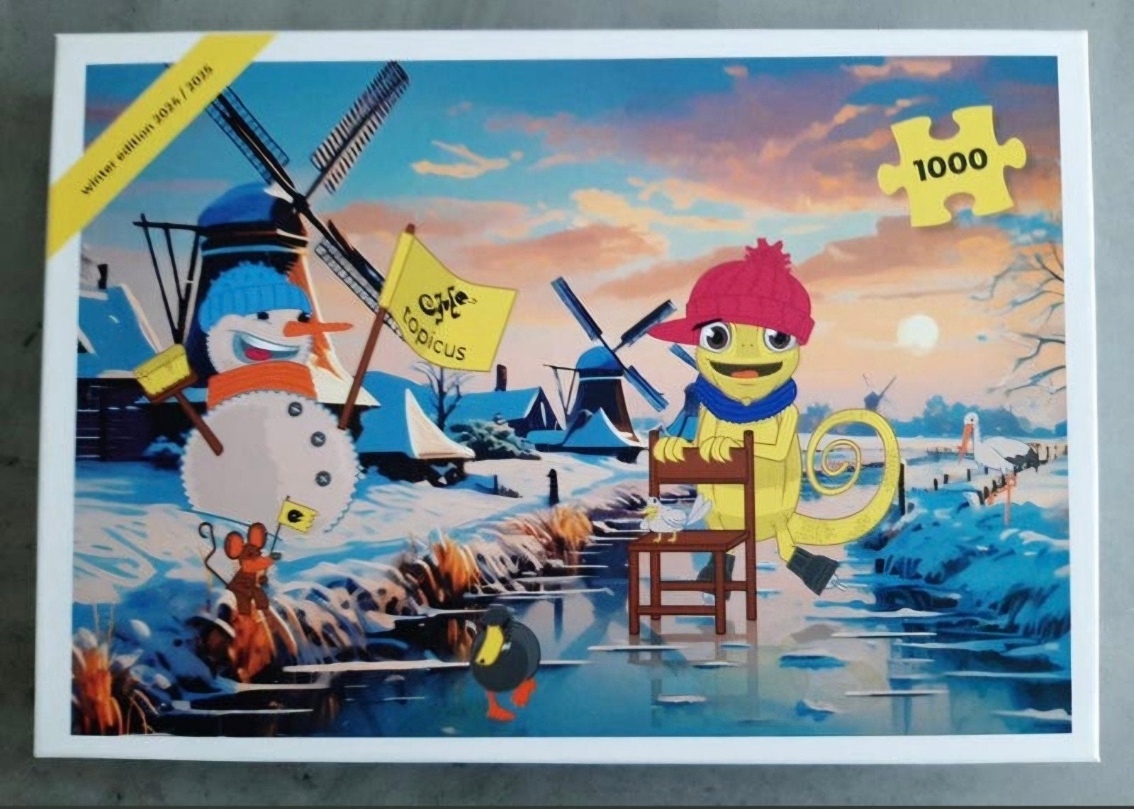 Topicus Winter Editie 2024/2025,winters landschap, 1000 stuk, Ophalen of Verzenden, 500 t/m 1500 stukjes, Zo goed als nieuw, Legpuzzel