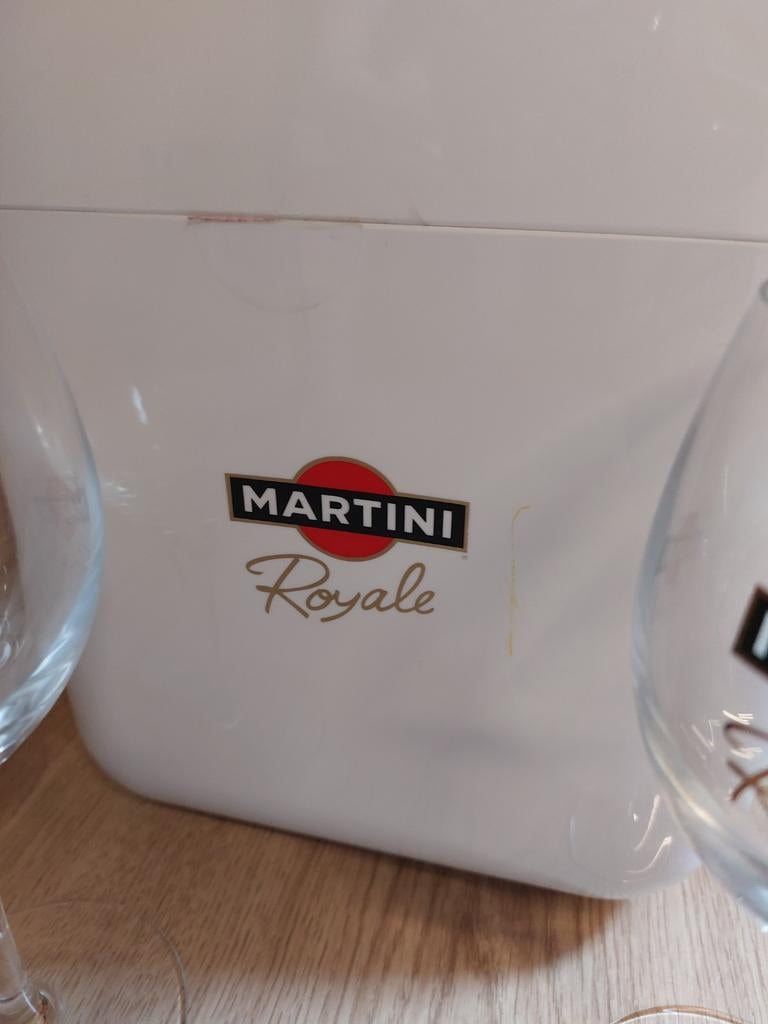 Martini royale koelbox ijs emmer met 2 glazen, Ophalen of Verzenden