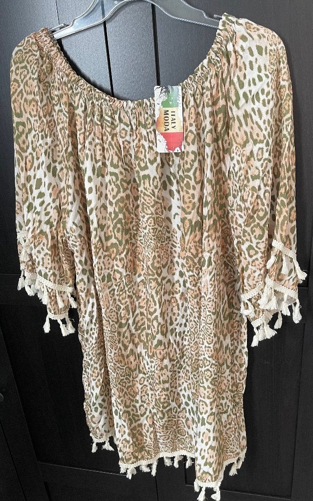Hele leuke zomer blouse, Made in Italy, Bruin, Maat 42/44 (L), Nieuw
