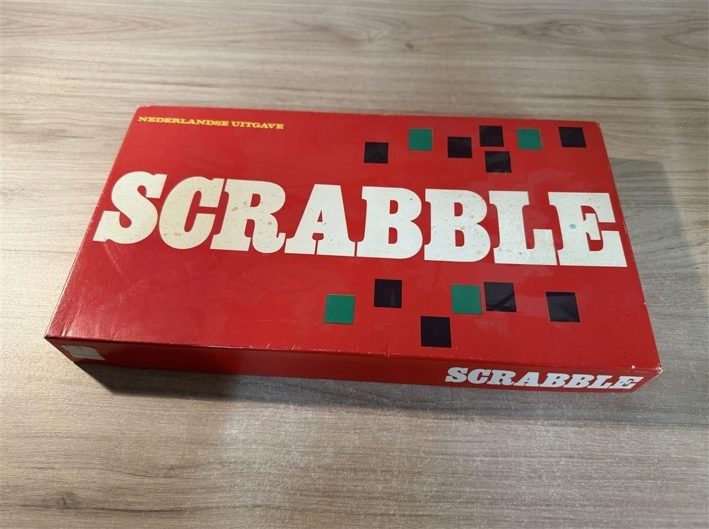 scrabble rode doos houten letters - s6476, Verzenden, Zo goed als nieuw