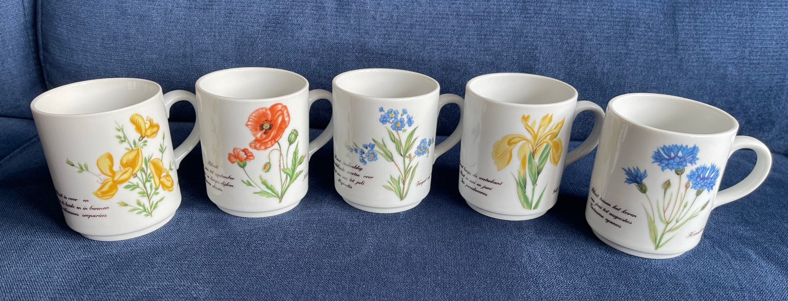 Libelle Exclusief Porcelein set: 5 bekers met oor. Puntgaaf., Huis en Inrichting, Keuken | Servies, Ophalen of Verzenden, Zo goed als nieuw