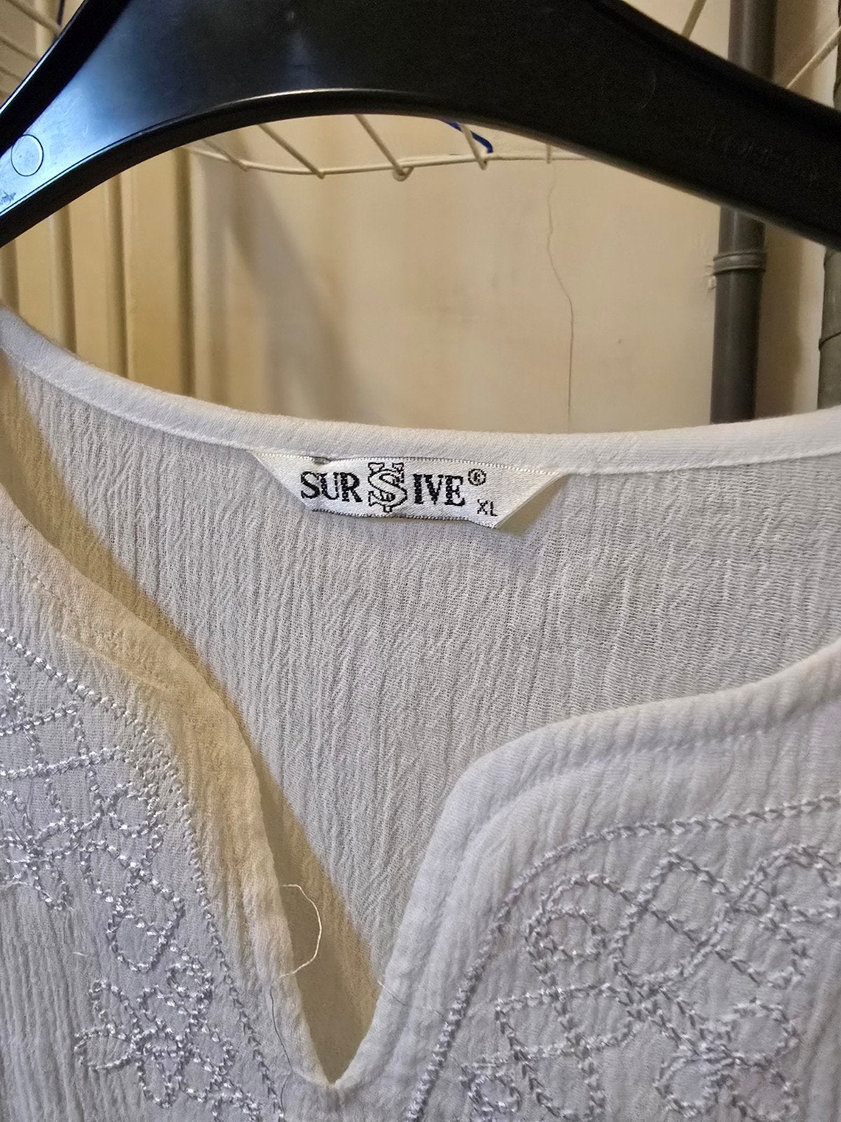 Witte blouse met korte mouwen en borduursel - Maat XL, Ophalen, Survive, Wit, Maat 46/48 (XL) of groter