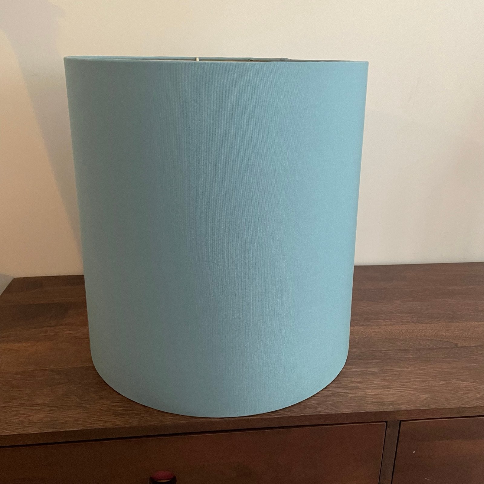 Lichtblauwe lampenkap, rond, Huis en Inrichting, Lampen | Lampenkappen, Blauw, Rond, Zo goed als nieuw, Textiel