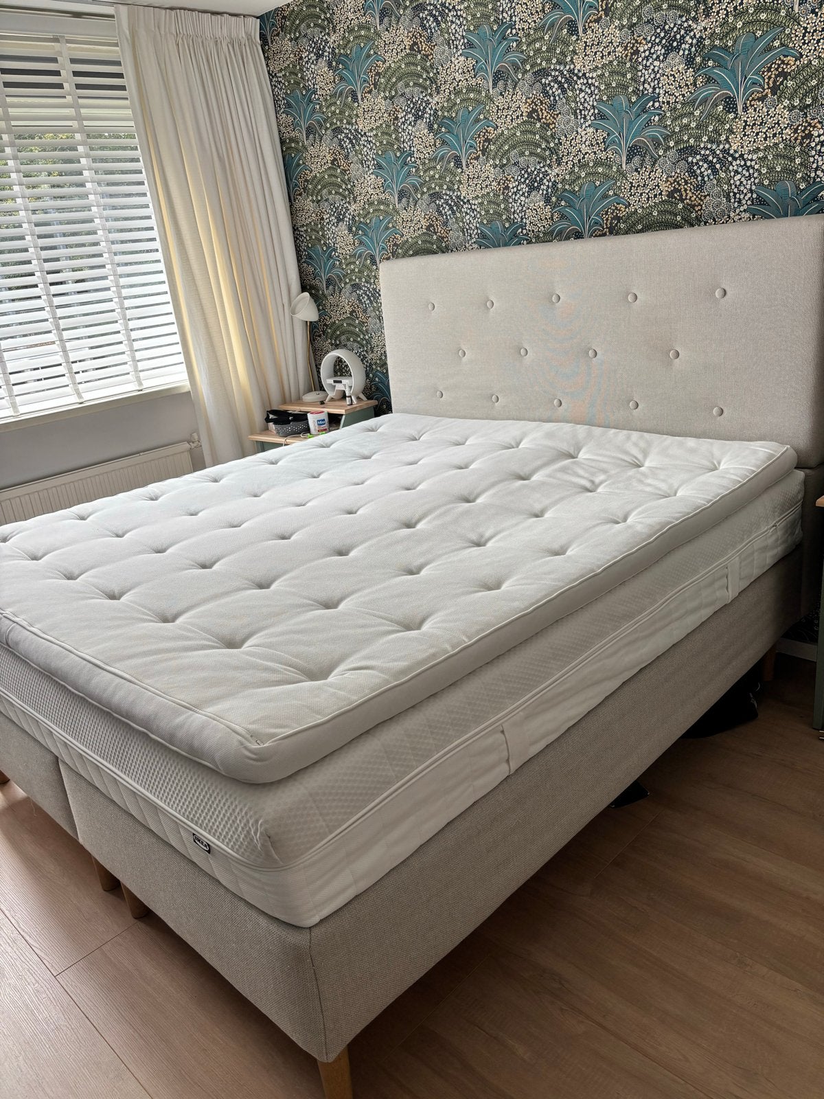Boxspring bed 180x200 Ikea, Ophalen, Gebruikt, Beige, Tweepersoons