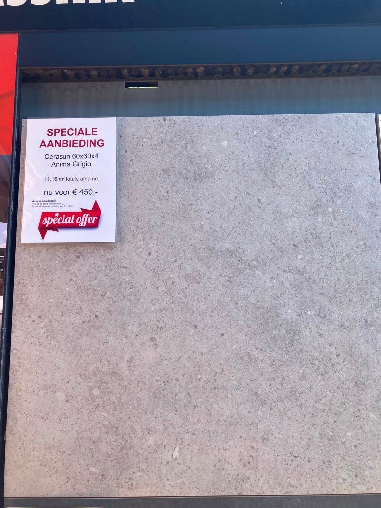 Cerasun 60x60x4 Anima Grigio, Ophalen, Nieuw, Keramiek, Terrastegels